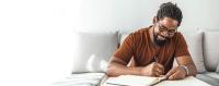 Studying at coffee table