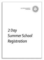 2 Day Summer School Registration